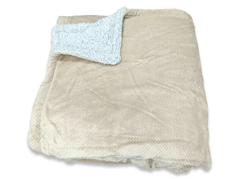 Κουβέρτα Υπέρδιπλη Fleece με Sherpa Γαρύφαλλο 220x240 - Μπεζ