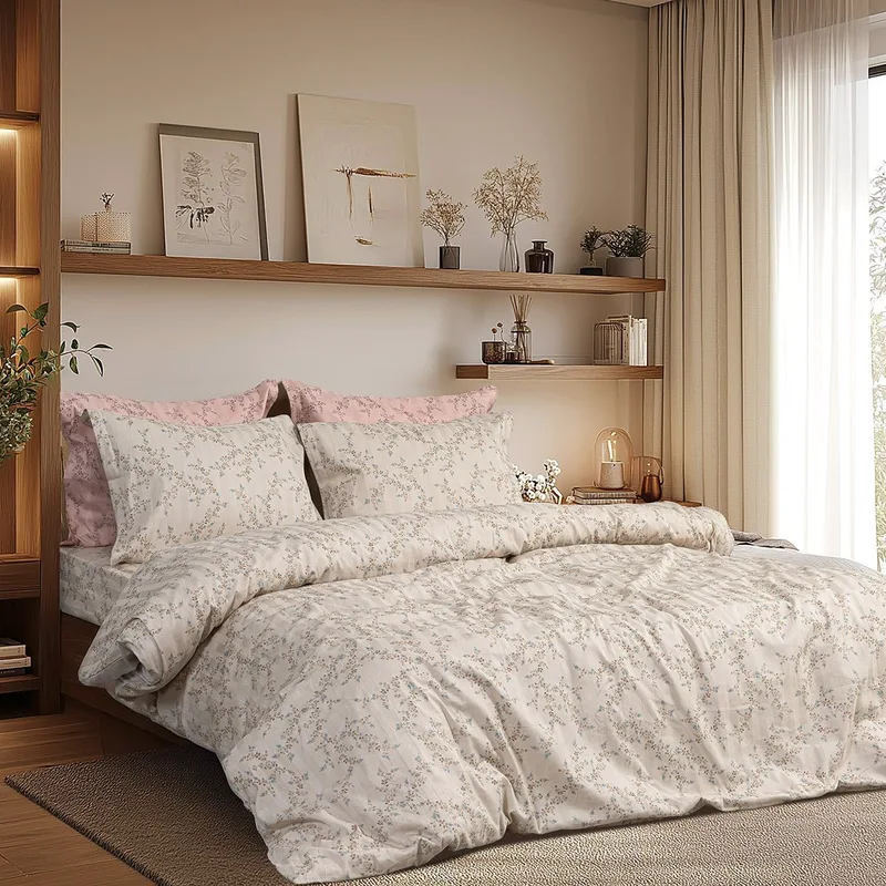 Beauty Home Σετ σεντόνια υπέρδιπλα Art 12215 Nova 100% Βαμβακοσατέν 300tc 240x270 Άμμου