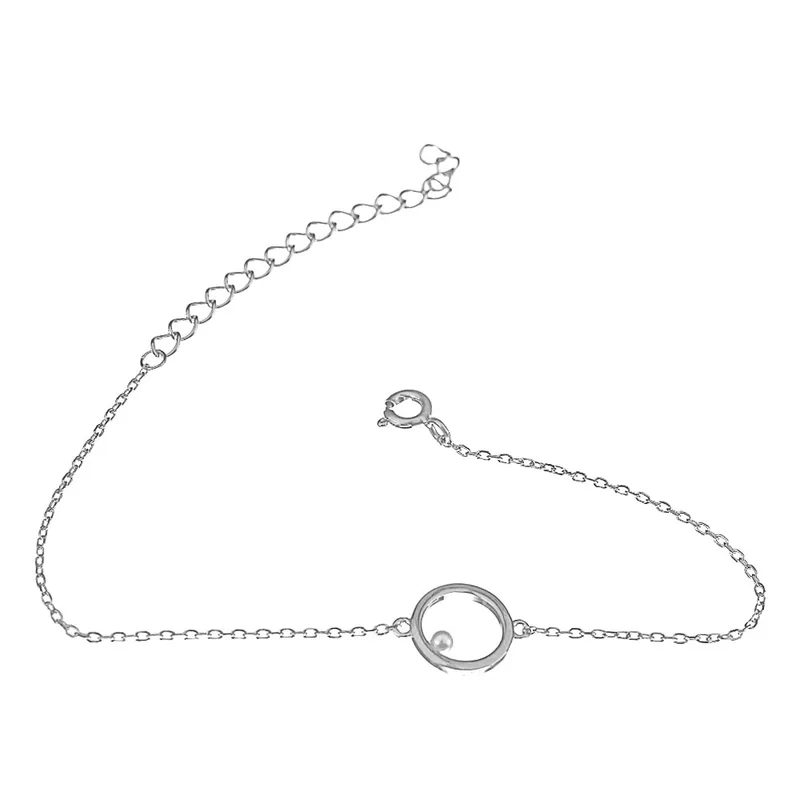Βραχιόλι Γυναικείο Ασημένιο 925 15-20cm με μαργαριτάρι σε κύκλο Gatsa 3802