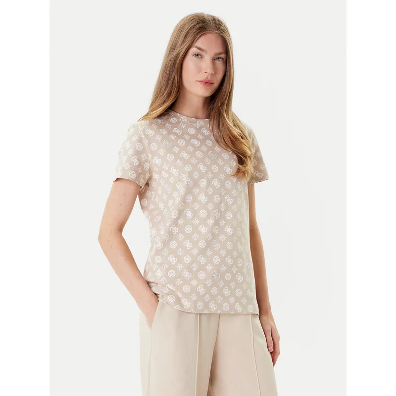 Guess T-Shirt V5YI04 I3Z14 Μπεζ Regular Fit