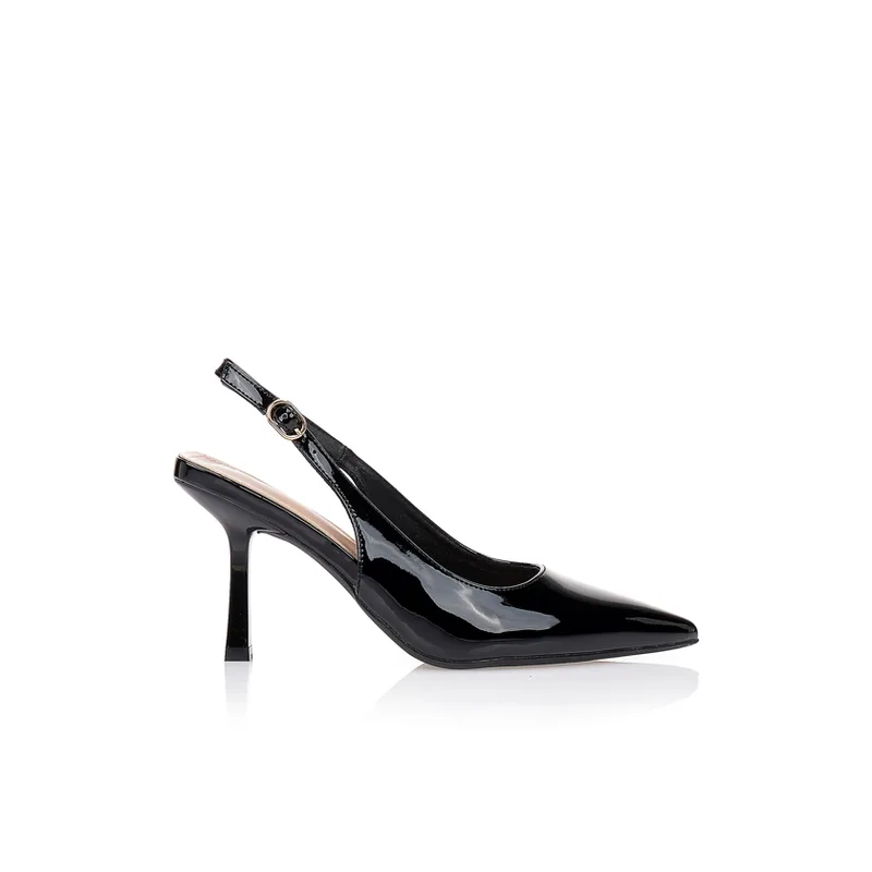 Γόβες μαύρες slingback μυτερές ΜΑΥΡΟ