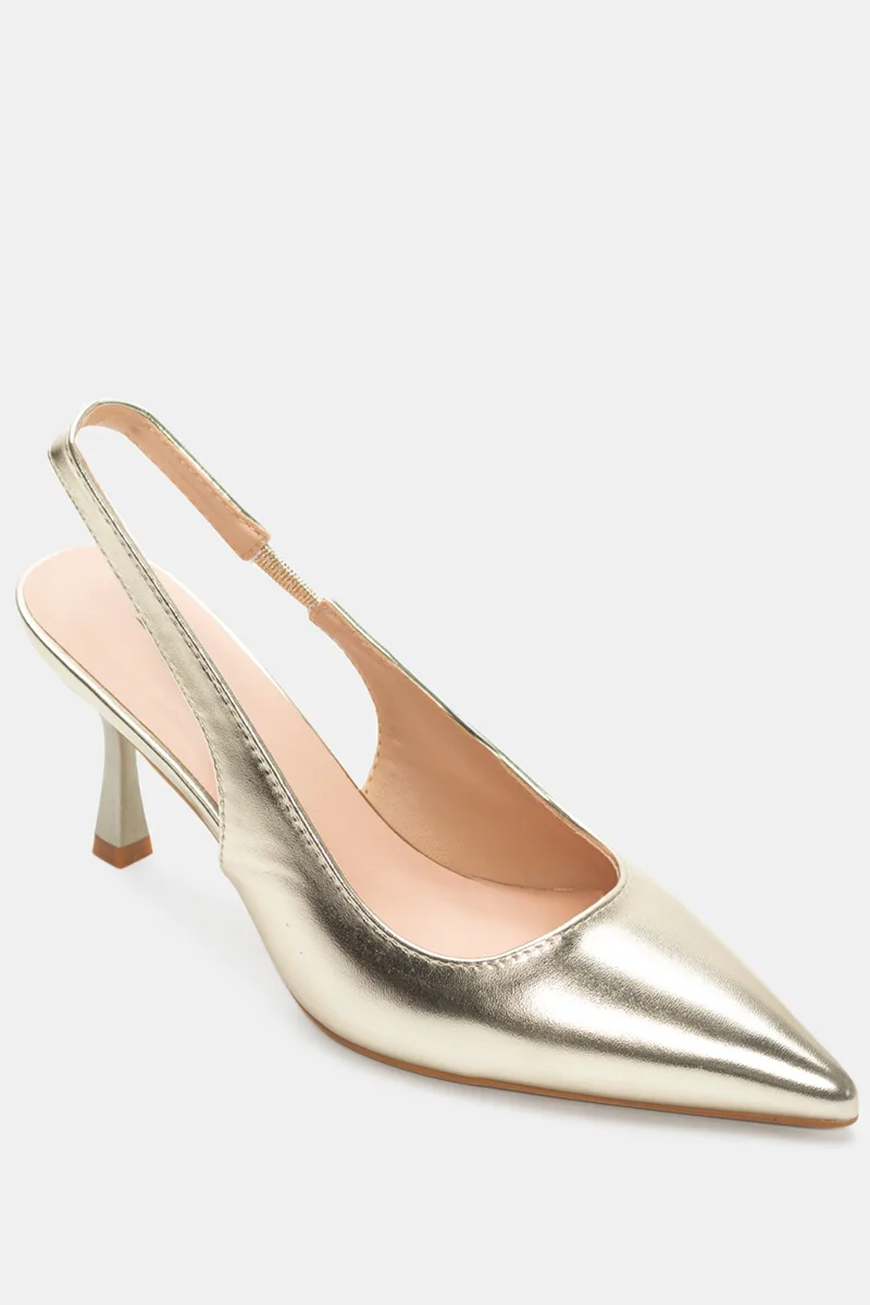Γόβες Μυτερές Open Heel - Χρυσό