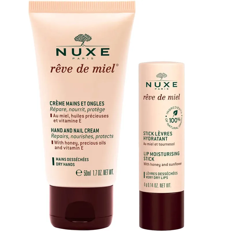Nuxe Promo Reve de Miel Hand - Nail Cream 30ml & Lip Moisturising Stick 4g