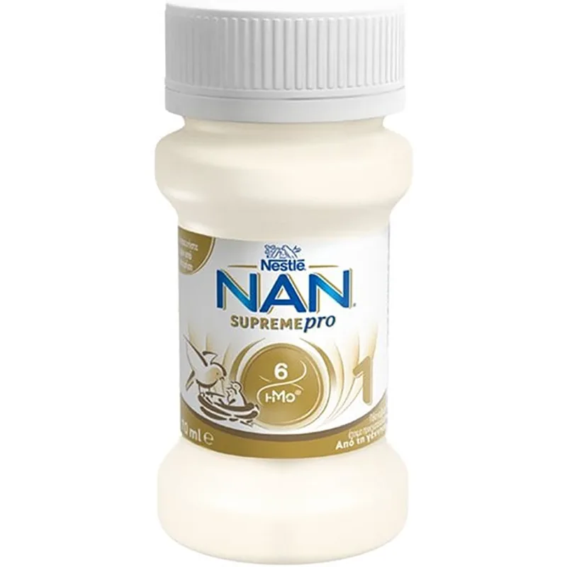 Nestle NAN Supreme Pro 1 Γάλα 1ης Βρεφικής Ηλικίας Έτοιμο Προς Κατανάλωση σε Αποστειρωμένα Μπουκάλια με 6 ΗΜΟ, Ενεργές Καλλιέργειες Προβιοτικών & Εύκολα Απορροφήσιμη Πρωτεΐνη για Βρέφη από τη Γέννηση Έως τον 6° Μήνα 70ml
