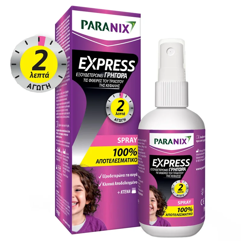 Paranix Express Anti-Lice Spray with Comb Αντιφθειρικό Σπρέι με Χτένα 95ml