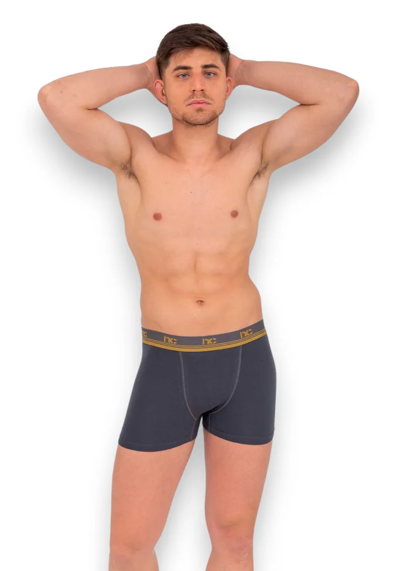 Boxer Ανδρικό με Χρωματιστό Λάστιχο Nina Club Anthracite Χρυσό NC411-3-Ανθρακί