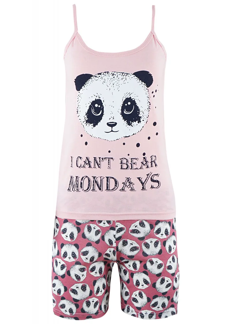 Γυναικείο baby-doll Fawn λεπτό ραντάκι στάμπα I cant bear. ΡΟΖ