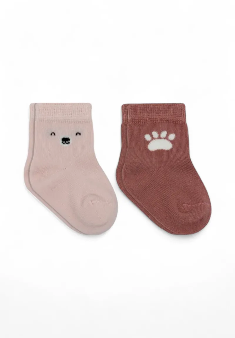 Κάλτσες βρεφικές βαμβακερές Bear Feet Biorganic 2 Τεμ. BRG10116-Ροζ