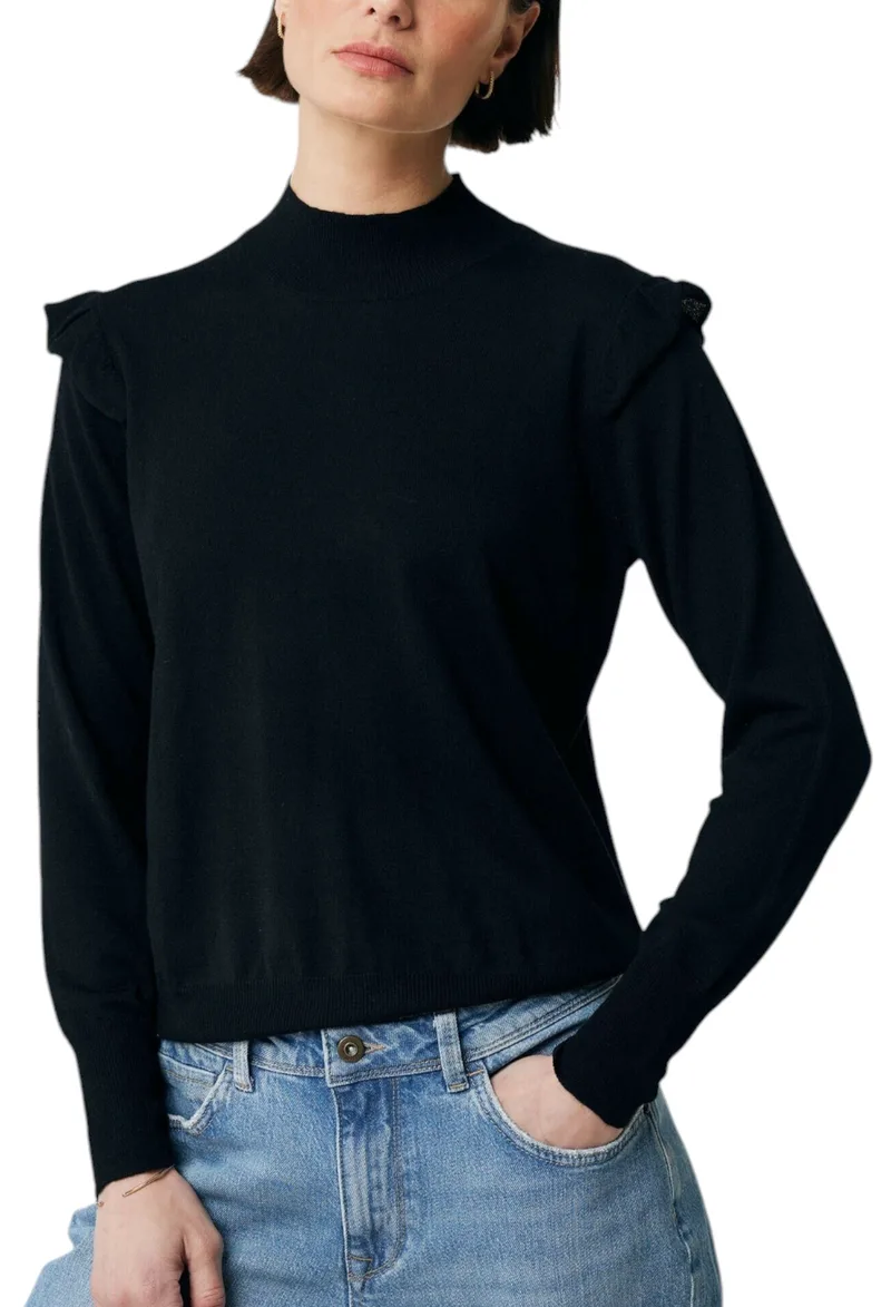 Πουλόβερ Mexx Turtle Neck With Ruffles JO0971036W-Black Γυναικείο
