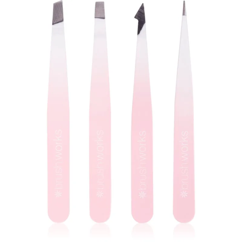 Brushworks The Complete σετ με τσιμπιδάκια Για τα φρύδια White & Ροζ
