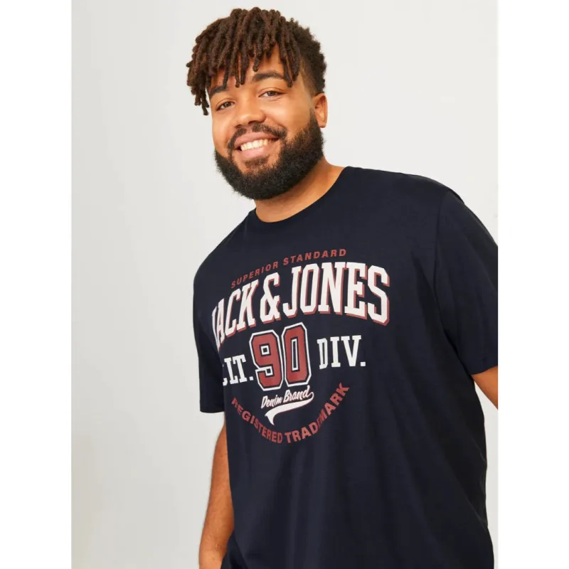 Jack & Jones "Logo" t-shirt σε Plus fit γραμμή,με μεταξοτυπία - Dark Navy