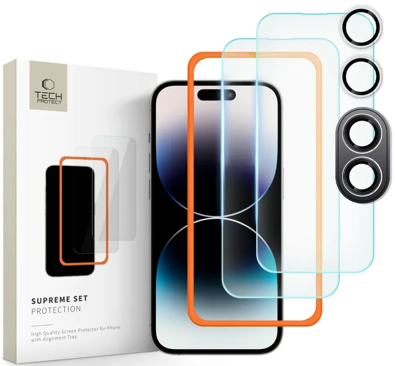 Αντιχαρακτικό Γυαλί Προστασίας Apple iPhone 16 - Tech-Protect Supreme Set με 2 x Tempered Glass Οθόνης και 1 x Κάμερας - Clear (5906302310906)
