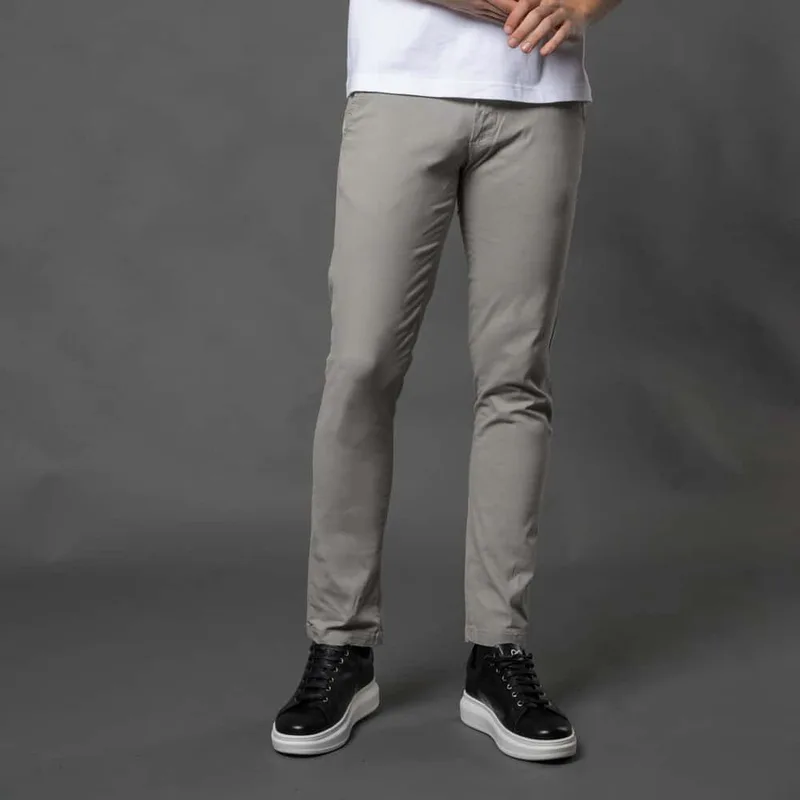 Prince Oliver Παντελόνι Chinos Γκρι All Season (Slim Fit)
