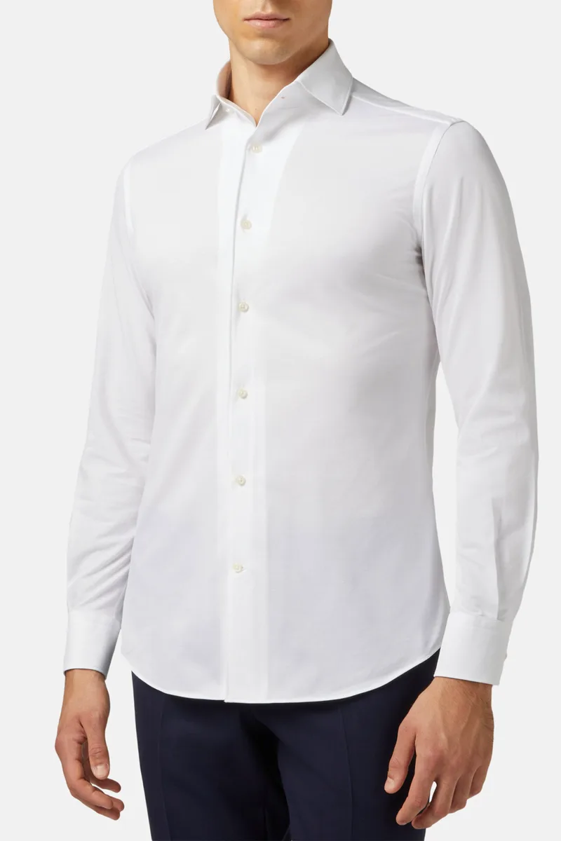 Boggi Milano ανδρικό πουκάμισο μονόχρωμο Regular Fit - BO21C004101 Λευκό