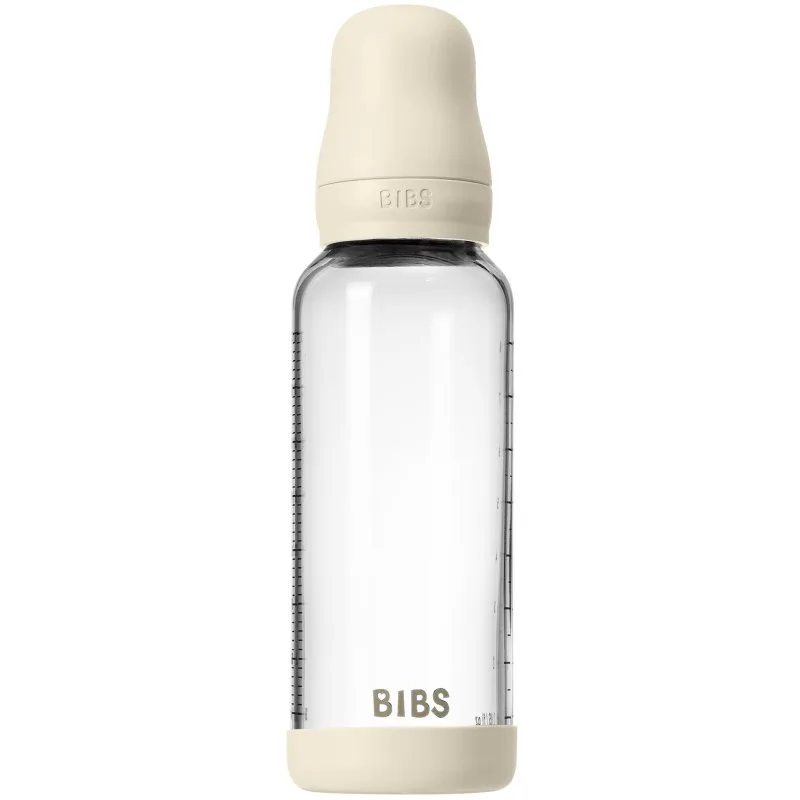 BIBS Baby Glass Bottle Round Latex μπιμπερό κατά των κολικών Ivory 240 ml