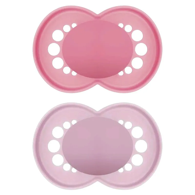 Mam Original Unprinted Matt Silicone Soother 6-16m Ορθοδοντική Πιπίλα με Θηλή Σιλικόνης Φιλική προς το Δερματάκι του Μωρού με Πρακτική Θήκη Μεταφοράς 2 Τεμάχια, Κωδ 178SGC - Ροζ / Φούξια