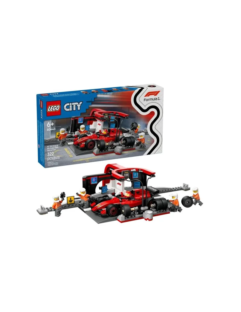 LEGO CITY 60443 F1 Pit Stop and Mechanics with Ferrari Car