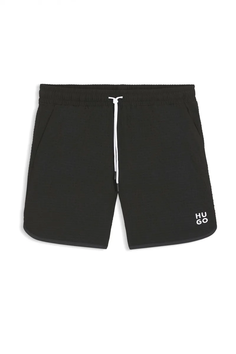 HUGO ΜΑΓΙΩ CHAFFLE SWIMTRUNK LOGO ΜΑΥΡΟ