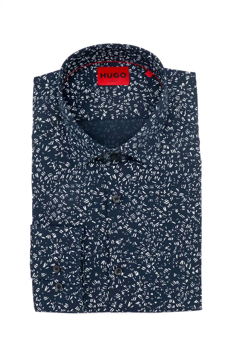 HUGO ΠΟΥΚΑΜΙΣΟ FLORAL SLIM FIT KENNO ΜΠΛΕ