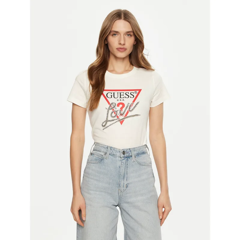 Guess T-Shirt W5RI10 I3Z14 Εκρού Regular Fit