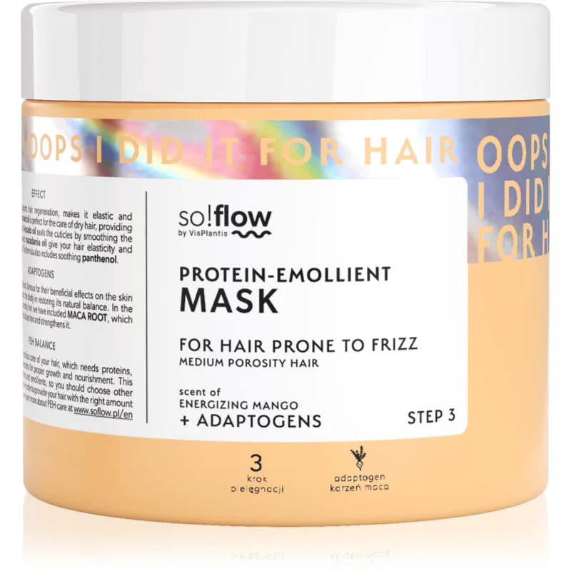 so!flow Medium Porosity Hair Protein-Emollient Mask μάσκα μαλλιών για την αντιμετώπιση του κρεπαρίσματος μαλλιών 400 ml