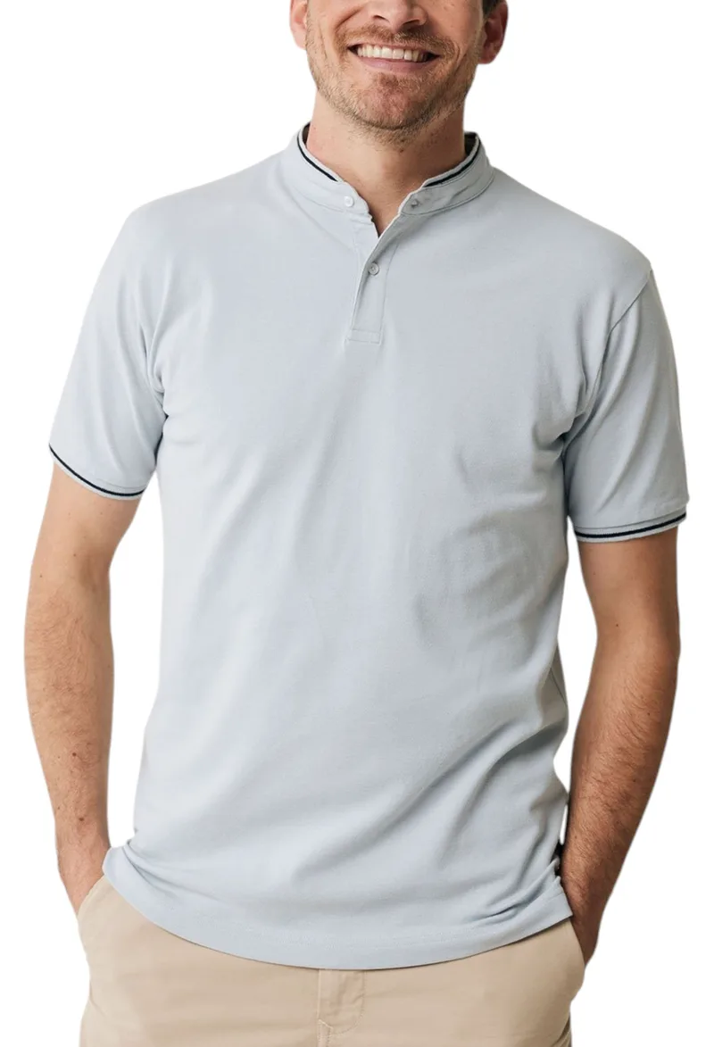 Μπλούζα Polo Mexx Pique t-shirt with mandarin collar SS MF007810541M-Sky Blue Ανδρικό