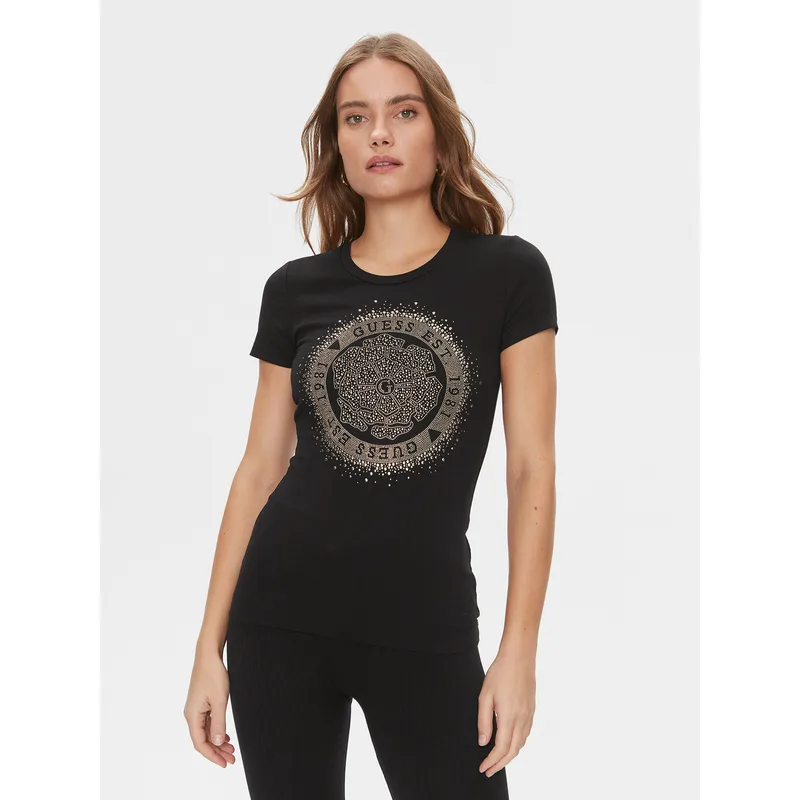 Guess T-Shirt Camelia W4RI47 J1314 Μαύρο Slim Fit
