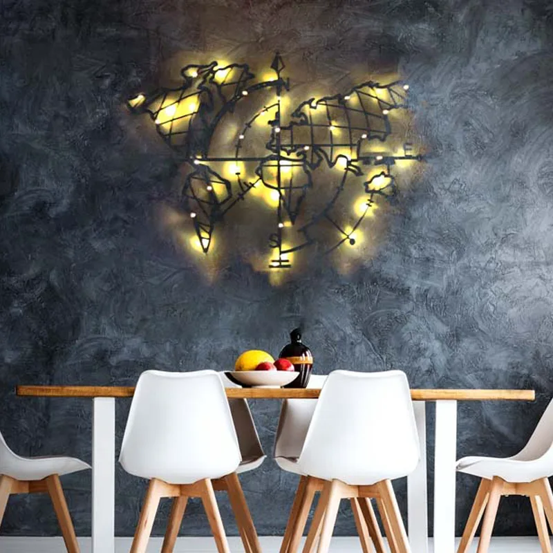 Διακοσμητικό Τοίχου Με Led (65x95) A-G World Map Compass 805BSG1137
