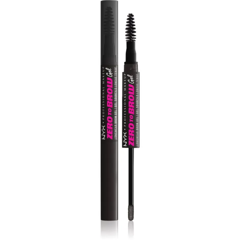 NYX Professional Makeup Zero To Brow Gel τζελ για τα φρύδια με εφαρμοστή απόχρωση 08 Black 2 μλ