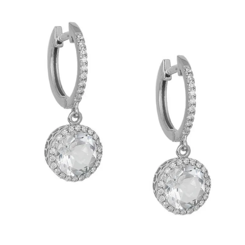 Λευκόχρυσα σκουλαρίκια Κ18 topaz and diamonds 043311 043311 Χρυσός 18 Καράτια