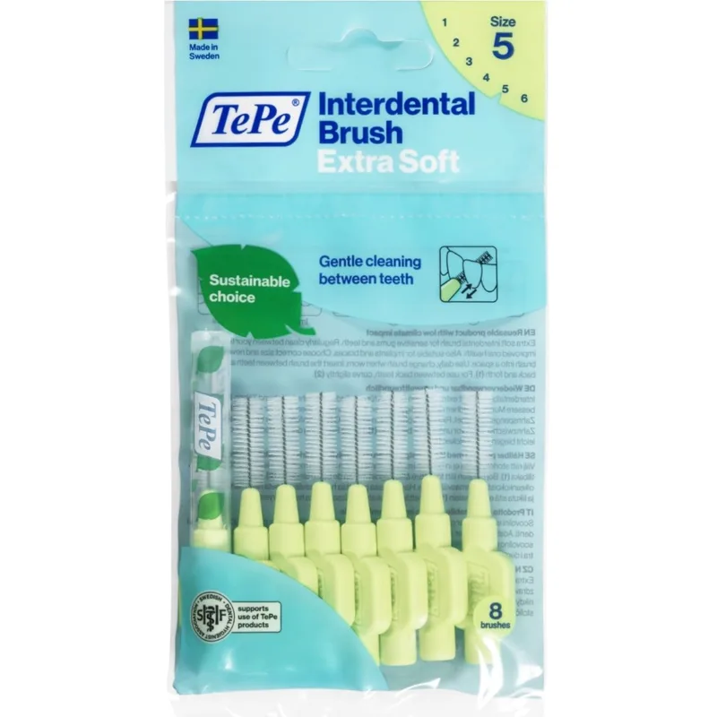 TePe Interdental Brush Extra Soft Μεσοδόντια Βουρτσάκια με Μαλακές Ίνες για Ευαίσθητα Δόντια & Ούλα 8 Τεμάχια - Size 5 (0.8mm)