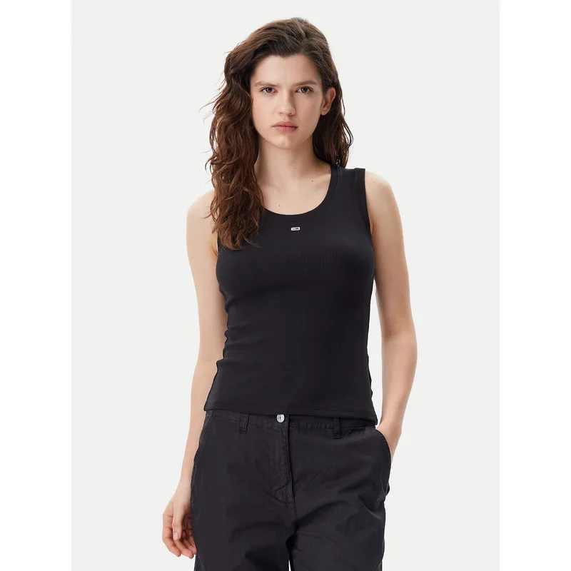 Tommy Jeans Τοπ Essential DW0DW20673 Μαύρο Slim Fit