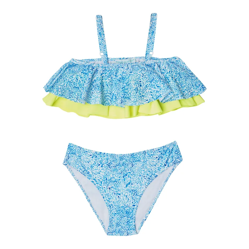 GIRL'S DOUBLE RUFFLED BIKINI IRIS
