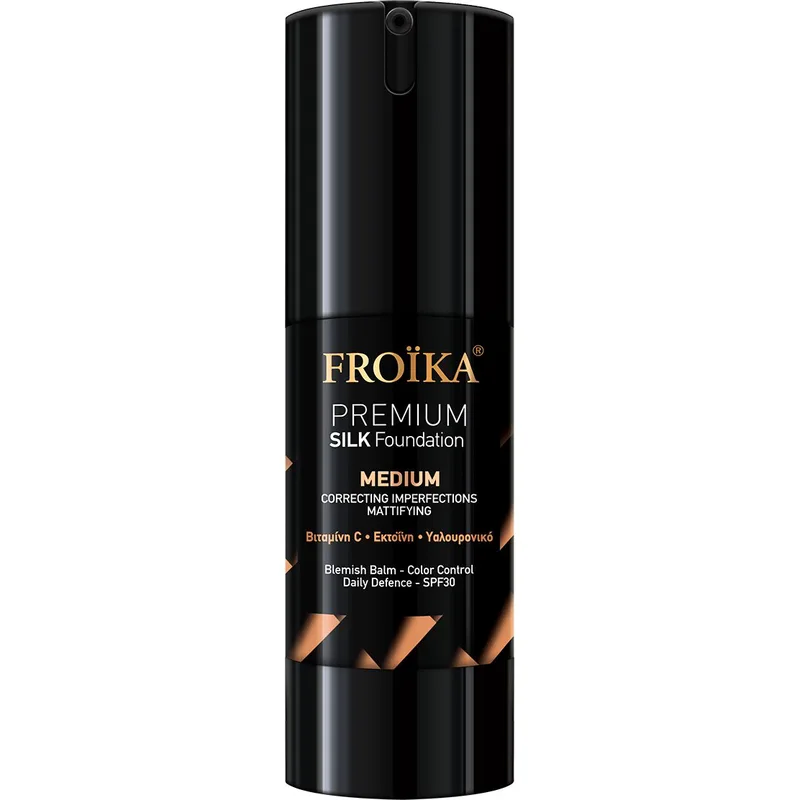 Froika Premium Silk Foundation Spf30 Makeup για Ματ Αποτέλεσμα με Αντιγηραντική Δράση & Δείκτη Προστασίας 30ml - Medium