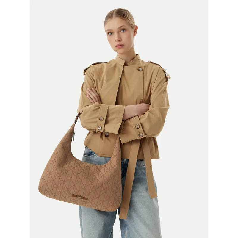 Τσάντα Calvin Klein Emblem Jacquard LV04F3635G Καφέ