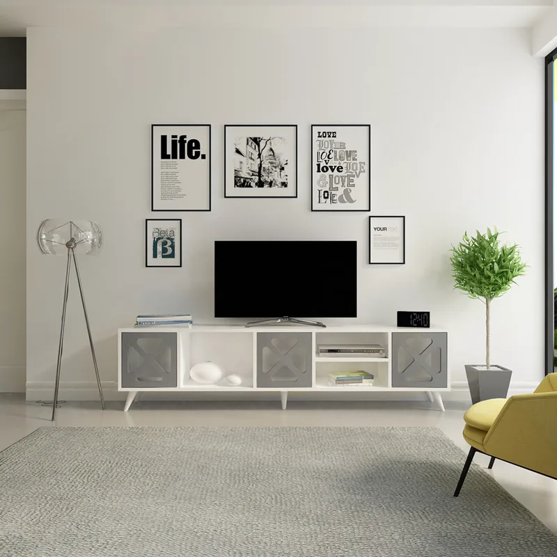 Έπιπλο Τηλεόρασης Sinef - White , Anthracite 851Avh3084 (180x45,7x29,5 cm)