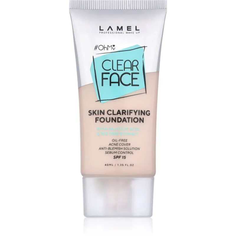 LAMEL OhMy Clear Face Βάση πλήρους κάλυψης για προβληματικό και λιπαρό δέρμα απόχρωση 401 40 ml