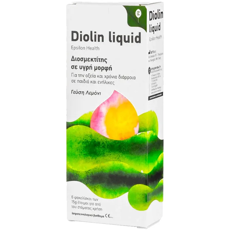 Epsilon Health Diolin Liquid Ιατροτεχνολογικό Βοήθημα για την Οξεία & Χρόνια Διάρροια σε Παιδιά & Ενήλικες 6 Sachets x 15g