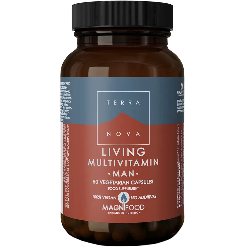 Terranova Living Multivitamin Man Συμπλήρωμα Διατροφής με Πολυβιταμίνες για την Καλή Λειτουργία του Καρδιαγγειακού Συστήματος, την Προστασία του Ανδρικού Ουροποιητικού & τη Μείωση της Κούρασης - Κόπωσης 50veg.caps