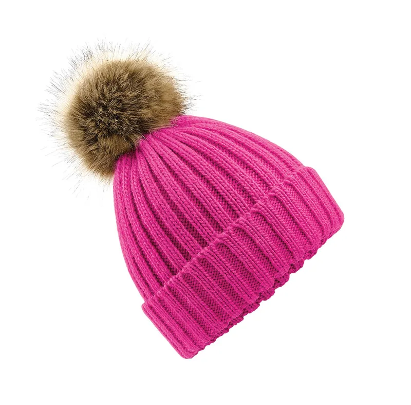 Σκούφος Chunky Beanie με Πομ-Πομ B412 Beechfield Fuchsia