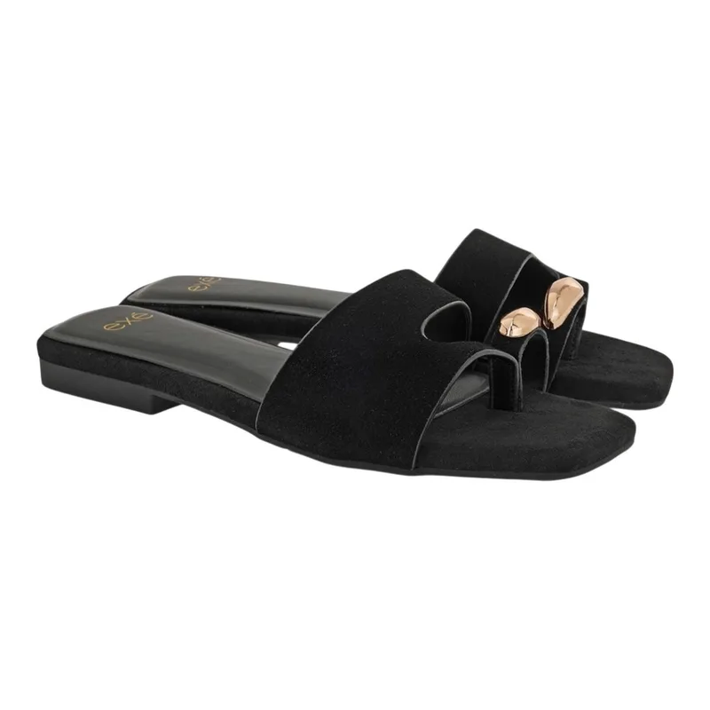 Exe Shoes Γυναικεία Παπούτσια FLATS MULES 59H-070 Μαύρο Καστόρι W459H0702004
