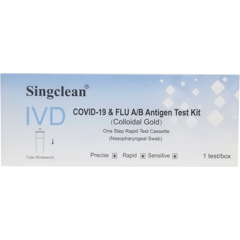 Singclean IVD Covid-19 & Flu A / B Antigen Kit Rapid Self Test Cassette Τεστ Ποιοτικής Ανίχνευσης Αντιγόνων Covid-19 & Γρίπης Τύπου Α/Β σε Ρινοφαρυγγικό Επίχρισμα 1 Τεμάχιο