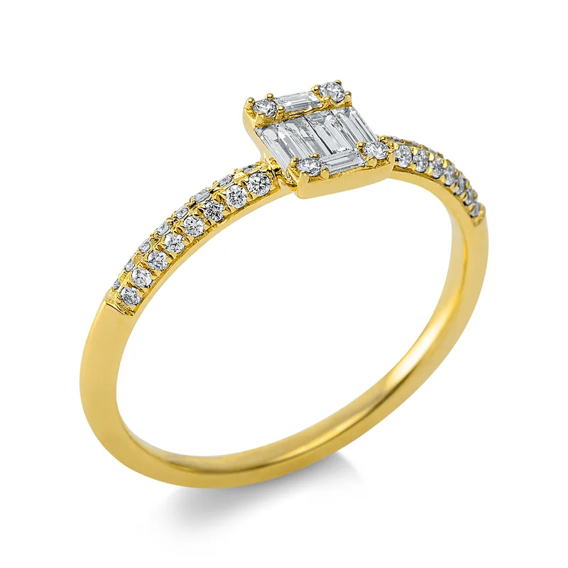 Diamond Group Μονόπετρο Δαχτυλίδι με Διαμάντια Brilliant από Κίτρινο Χρυσό 18 Καρατίων DDX536