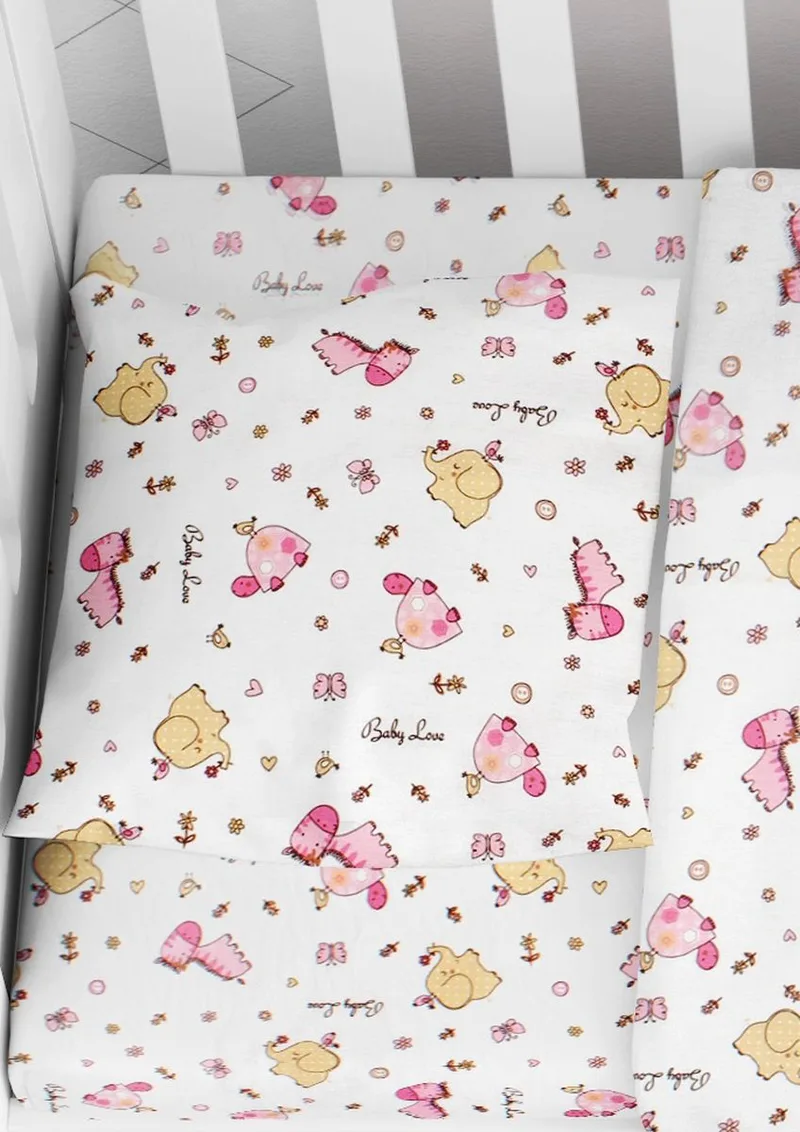Μαξιλαροθήκη Φάκελος Βαμβακερή Bebe 35x45εκ. Elephant 172 Ροζ Dimcol (Ύφασμα: Βαμβάκι 100%, Χρώμα: Λευκό) - DimCol - 1915817707117279
