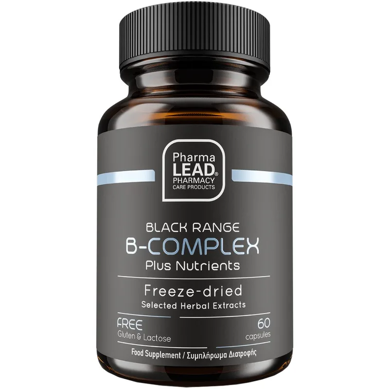 Pharmalead Black Range Vitamin B Complex Συμπλήρωμα Διατροφής Συμπλέγματος Βιταμινών Β, Μετάλλων & Εκχυλίσματος Βοτάνων για την Καλή Υγεία του Νευρικού Συστήματος, Ενέργεια & Ορμονική Ισορροπία 60caps