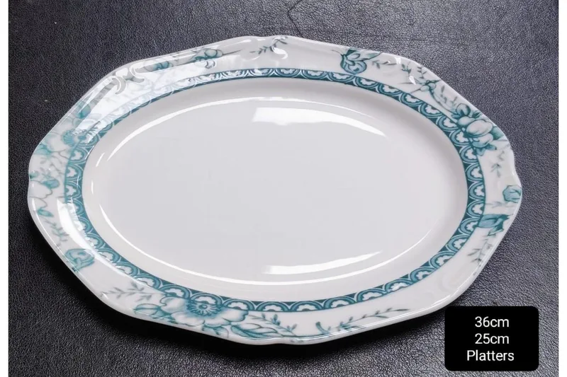 Πιατέλα Σερβιρίσματος Πορσελάνης 36εκ. Tiffany Green Oriana Ferelli PR24324G06 (Υλικό: Πορσελάνη, Χρώμα: Λευκό) - Oriana Ferelli - PR24324G06