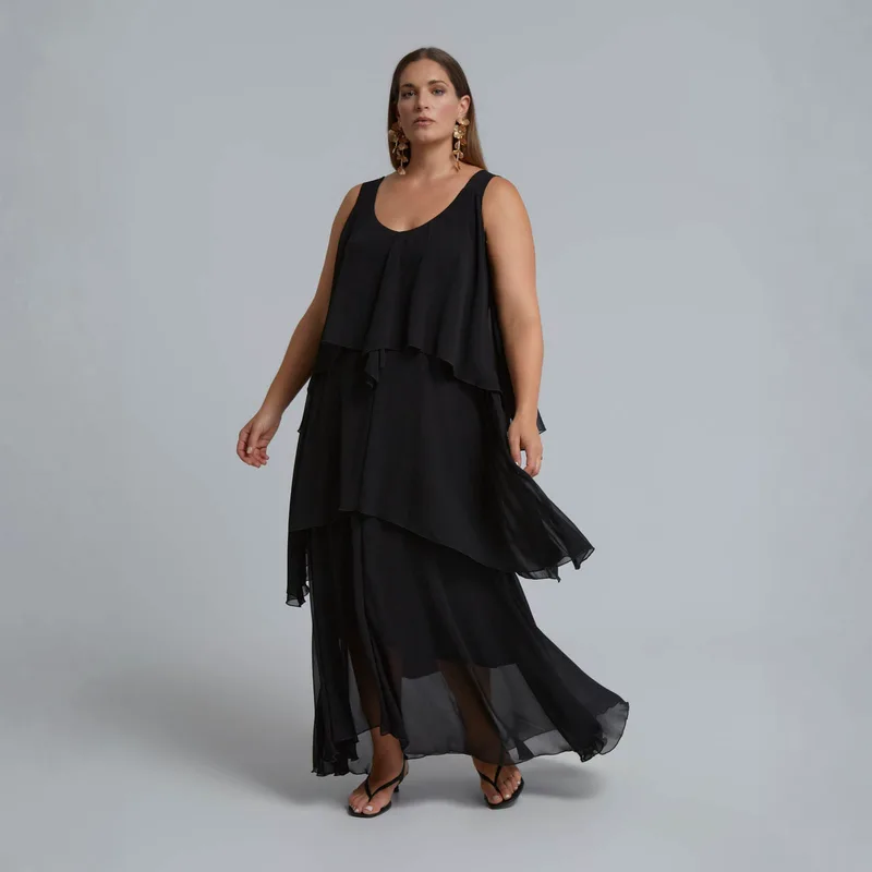Αέρινο maxi φόρεμα με chiffon στρώσεις