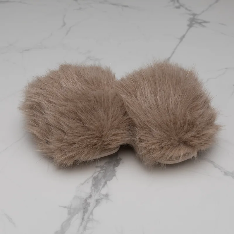 Γυναικεία Παντόφλα Γούνινη Fluffy - Μόκα