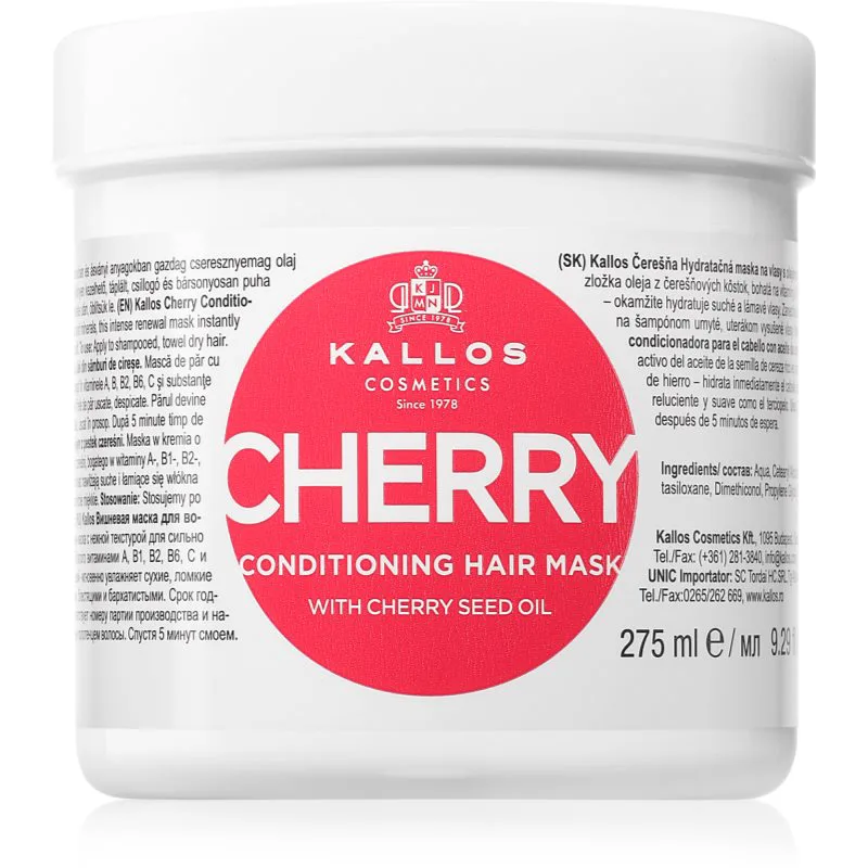 Kallos KJMN Professional Cherry ενυδατική μάσκα για κατεστραμμένα μαλλιά 275 ml