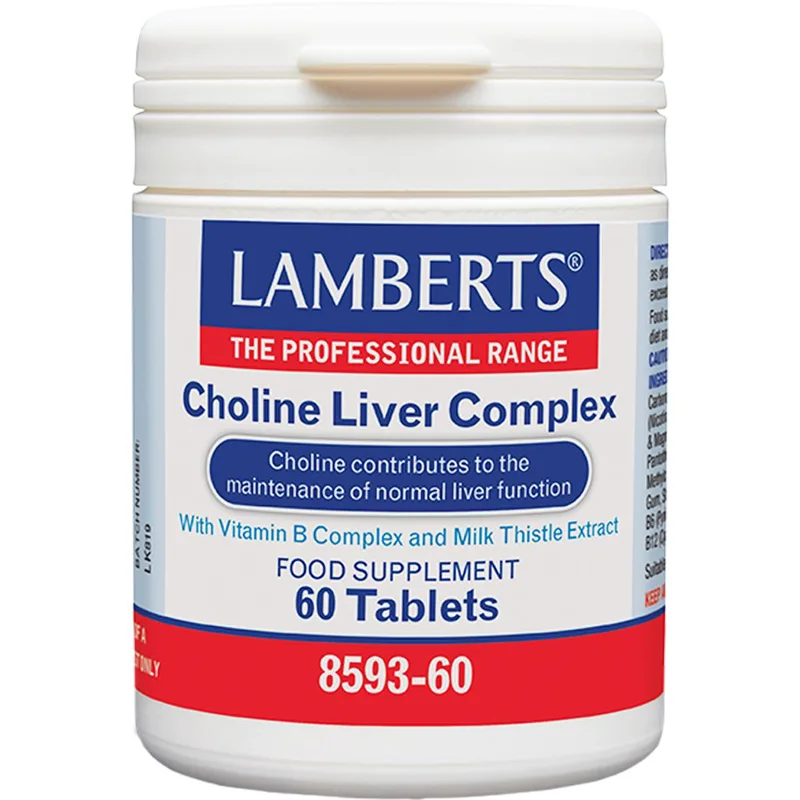 Lamberts Choline Liver Complex Συμπλήρωμα Διατροφής Συμπλέγματος Γαϊδουράγκαθου, Βιταμινών Β & Χολίνης για τη Διατήρηση της Φυσιολογικής Λειτουργίας του Ήπατος & Ενίσχυση της Πέψης 60tabs